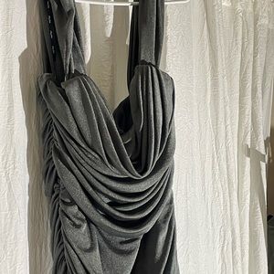 Grey formal dress perfect for wedding party.